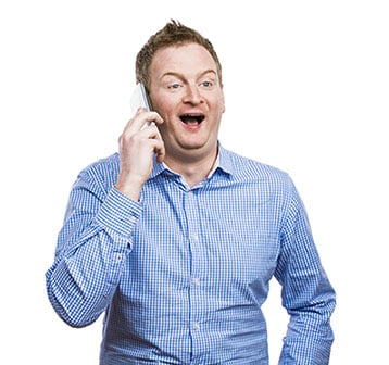 Image of a man harrassing a recruiter by phone.